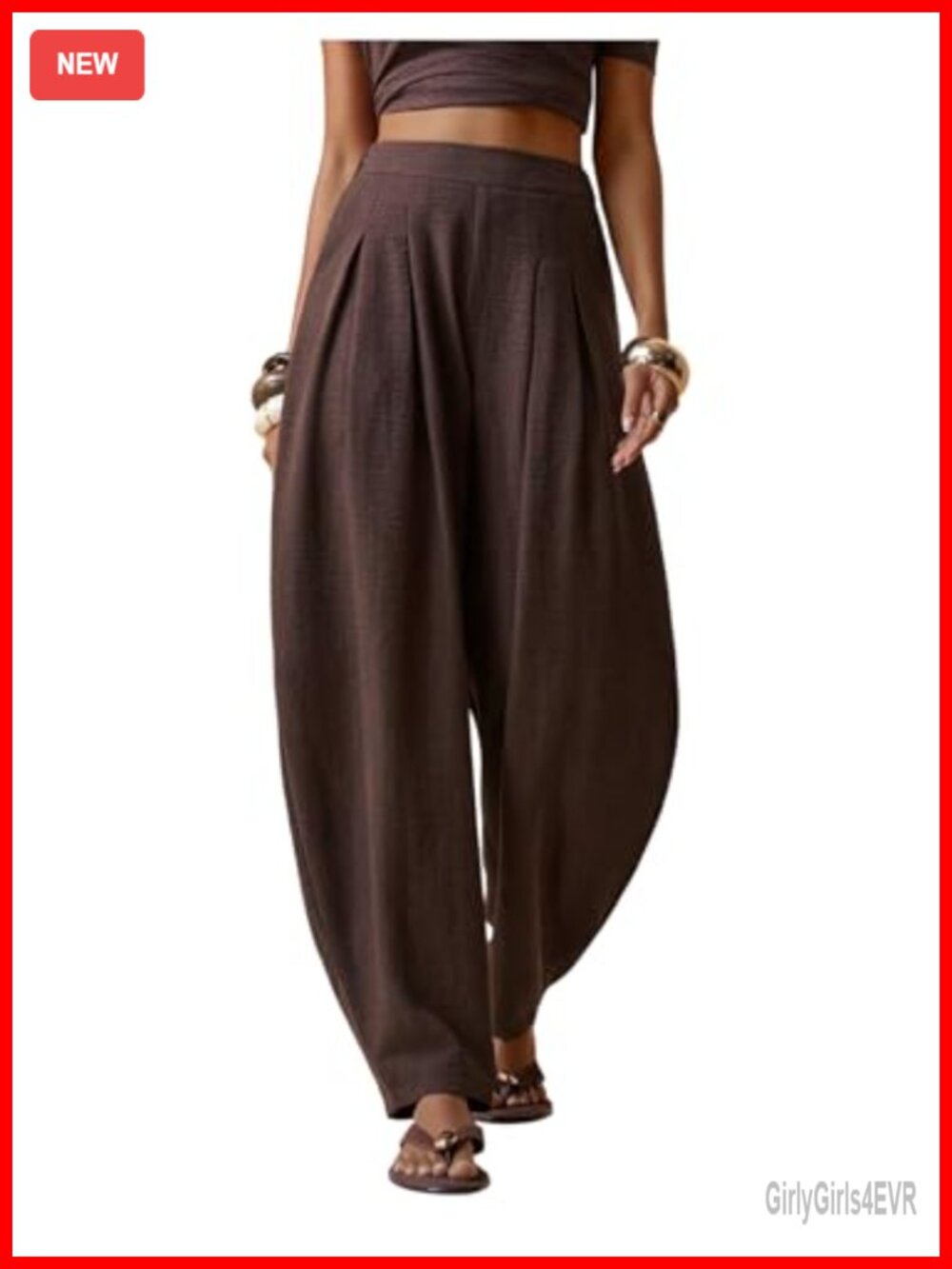 Pleated Wide Leg Barrel Pants Elastic High Waist Business Casual Trousers
